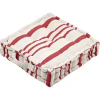 Stof Textile Vloerkussen Beach - creme wit/steenrood - katoen - 45 x 45 x 10 cm - Extra dik - extra zitplaatsen - spelen - gamen - relaxen
