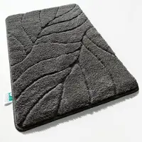 Floordirekt Badmat Maris - Pluizige Badmat met Bladstructuur - Verkrijgbaar in verschillende Kleuren en Maten - Donkergrijs - 50 x 80 cm