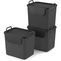 Rotho Jive afvalscheiders - set van 3 stuks - incl 6 stickers voor diverse afvalstromen - 3x grijs