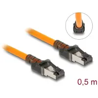 DeLOCK RJ45 Network Cable with USB Type-C port finder function Self Tracing Cat.6A S/FTP 0.5 m orange