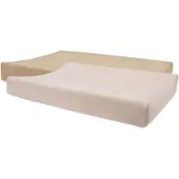 Jollein Aankleedkussenhoes Badstof 50x70cm - Zachte Hoes Baby Aankleedkussen - Wild Rose/Biscuit - 2 Stuks