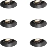 QAZQA Set van 6 moderne inbouwspots zwart GU10 rond trimless - Oneon