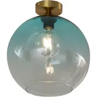 QAZQA Art Deco plafondlamp messing met blauw glas - Sandra