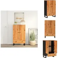 vidaXL Hoge Kast - Hoge Kasten - Dressoir - Buffetkast - Hoge kast met lade 60x33x100 cm massief acaciahout en ijzer