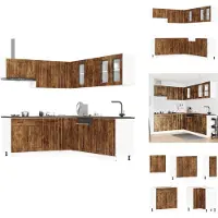 vidaXL Keukenkastset - Keukenkastsets - Keukenunitset - Kastset - 11-delige Keukenkastenset Lucca bewerkt hout gerookt eiken