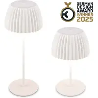 Briloner Champ - Oplaadbare Tafellamp - snoerloze lamp - met touch dimbaar - voor binnen en buiten - german design award winner 2025 - wit - Ø14,5 x 36,5 cm