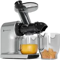 Kitchenbrothers Slowjuicer - Compact - Sapcentrifuge - Groenten en Fruitpers - 45 mm - 500 ml - Grijs