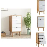 vidaXL Ladekast - Ladekasten - Ladekastje - Kastje - Ladekast OTTA 45x39x90 cm massief grenenhout bruin en wit