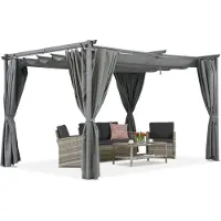 Garden Point Antraciet terraspergola met gordijnen La Palma 3x4