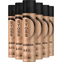 Syoss Keratin Hairspray - Haarlak - Haarstyling – Keratine Behandeling - Sterke Fixatie (48 uur) - Gezonde Glans - Voordeelverpakking – 6 x 300 ml