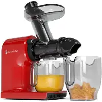 Kitchenbrothers Slowjuicer - Compact - Juicer - Groenten en Fruitpers - 45 mm - 500 ml - Rood