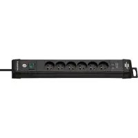 Brennenstuhl 1951164602 Premium-Line Stekkerdoos USB 6-voudig zwart 3m H05VV-F 3G1,5 *FR/BE