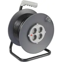Sygonix SY-5655928 Kabelhaspel, 50 meter, zwart, met geaarde stekker