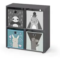 Vicco Tetra Kinderboekenkast – 72.6 x 72 cm met 4 vouwboxen Grijs