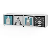 Vicco Ludus Kinderboekenkast – 142.5 x 36.2 cm met 4 vouwboxen Wit
