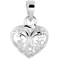 Trendjuwelier huiscollectie Hanger Zilver Hart Filigrain