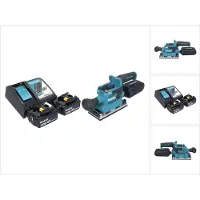 Makita DBO 382 RG Akku Schwingschleifer 18 V 93 x 185 mm Brushless + 2x Akku 6,0 Ah + Ladegerät