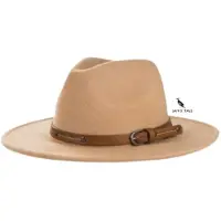 San vitale - Fedora Hoed Camel/Cognac - Festival - Stijlvol - Verstelbare pasvorm - One Size Fits Most - 55-58cm - Polyester - Camel/Cognac