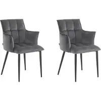 Notio Living Marcia-Eetkamerstoel - Set van 2 - Grijs Fluweel