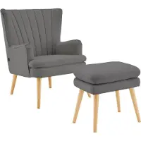 Notio Living Zenia-Accentstoel & Hocker - Antraciet Stof
