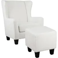 Notio Living Zhili - Gestoffeerde accentstoel met kruk in teddystof gebroken wit (101 x 84 x 84 cm)