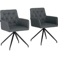 Notio Living Ashley-Eetkamerstoel - Antraciet PU - Set van 2