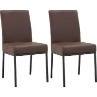 DOMUS Dax-Eetkamerstoel - Bruin - Set van 2