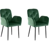DOMUS Mila-Eetkamerstoel - Set van 2 - Donkergroen