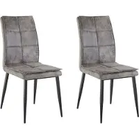 Loft 24 Lima-Stoel - Grijs Microvezel - Set van 2