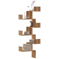 vidaXL Hoekwandschap 45x45x147 cm bewerkt hout artisanaal eikenkleurig