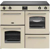 Belling FARMHOUSE 100Ei CRM fornuis 5-pits inductie fornuizen - kleur creme dubbele oven zuinig energieklasse A - 100 cm breed inductiefornuis
