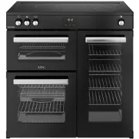 Belling COOKCENTRE 90Ei BLK fornuis 5-pits inductie fornuizen - kleur zwart dubbele oven zuinig energieklasse A - 90 cm breed inductiefornuis
