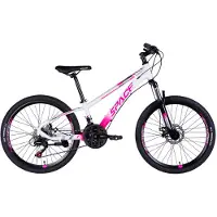 DaviBikes – Kinderfiets – 24 inch – 21 versnellingen – Schijfremmen – 130-160 cm – Wit/Roze – Meisje