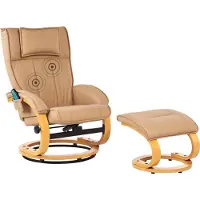Beliani MAJESTIC - Massagefauteuil met hocker - Lichtbruin - Kunstleer