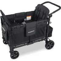 Wonderfold W4 Elite - Bolderkar - Kinderwagen voor 4 kinderen – Opvouwbare Bolderkar - Volcanic Black (136kg Draagvermogen)