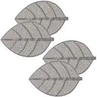 Secret De Gourmet Placemat Leaf - 4x - grijs - ovaal - 50 x 33 cm - Decoratief - BBQ - Tropical