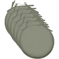 Stof Textile Home stoelkussens - 6x - groen - D40 x H3 cm - voor binnen - touwtjes sluiting - zitkussens plat - rond