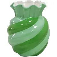 House Vitamin Vase- swirl- stoneware mint/ green- 13x13x15.5cm