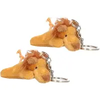 Nature Planet Pluche Leeuw knuffel sleutelhanger - 2x - 6 cm - Speelgoed dieren sleutelhangers