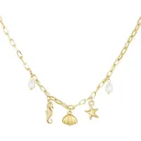 Yehwang Zeepaardje ketting - goudkleur - Moederdag - Cadeau - Zee - parels