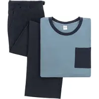 Milanoro - Katoenen pyjama voor heren - Blauw - XXL