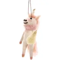 MEA Eenhoorn met kerstboom wit/roze hangend vilt 9x6x15cm