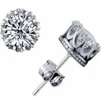 Charme Bijoux White gold plated - kroon - oorbellen - 7 mm- wit -