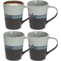Secret De Gourmet Koffiemokken Lagune - 4x stuks - Keramiek - grijs/blauw - 360 ml - 9 x 10 cm