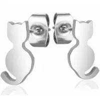 Charme Bijoux Oorbellen- RVS- Zilverkleur- 1 cm- Poes -
