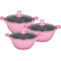 Cheffinger Pannenset - Crocodile Line - 6-delig - 20, 24 & 28cm - Roze
