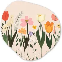 MuchoWow Organische wanddecoratie 60x60 cm - Organisch schilderij Pasteltinten - Bloemen - Illustratie - Muurdecoratie woonkamer - Kamer decoratie - Schilderijen - Muurcirkel aesthetic