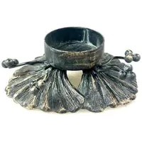 MEA Waxinelichthouder Ginkgo bladeren en bessen metaal Ø10x3,5cm