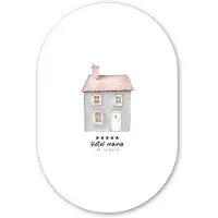 MuchoWow Muurovaal 60x90 cm - Ovale wanddecoratie Lichtblauw - Huisje - Mama - Tekst - Ovalen schilderij - Muurdecoratie woonkamer - Kamer decoratie - Schilderijen - Wandcirkel