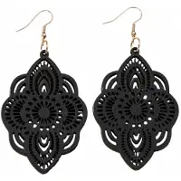 Charme Bijoux zilveren oorhangers zwart hout -